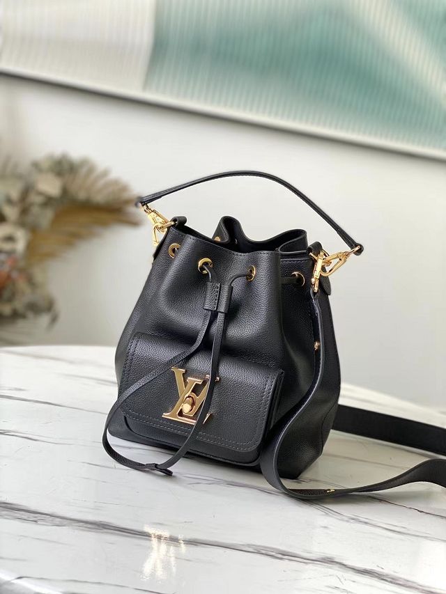 Louis vuitton original calfskin lockme bucket bag M57687 black