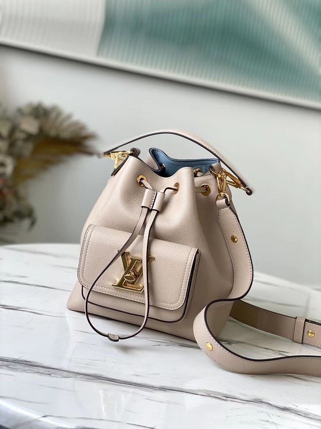 Louis vuitton original calfskin lockme bucket bag M57688 grey