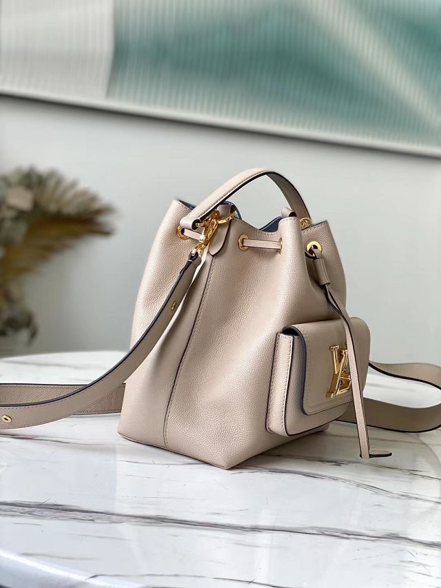 Louis vuitton original calfskin lockme bucket bag M57688 grey