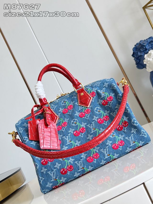 Louis vuitton original denim speedy soft 30 M87627 blue	