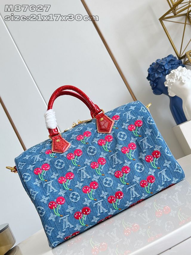 Louis vuitton original denim speedy soft 30 M87627 blue	