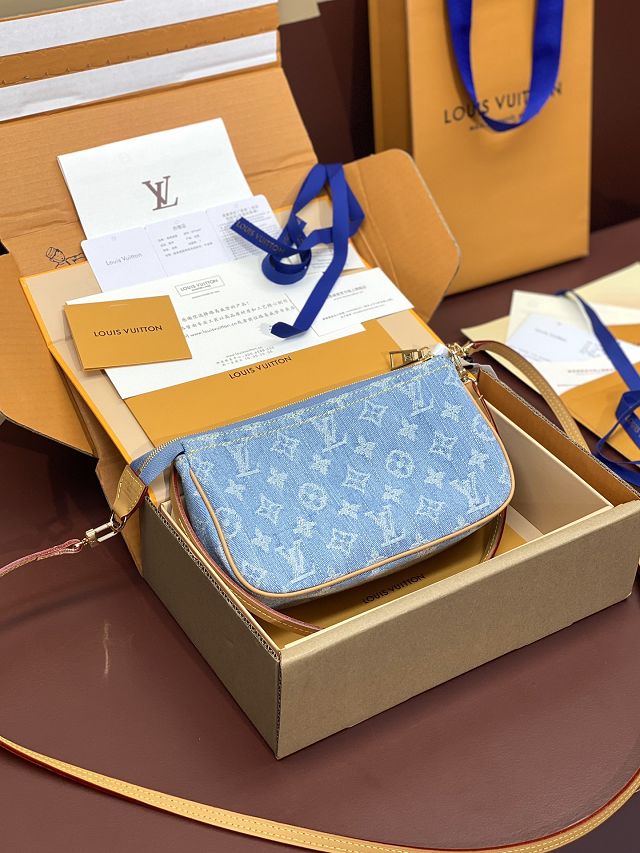 Louis vuitton original denim pochette accessoires M40712 blue