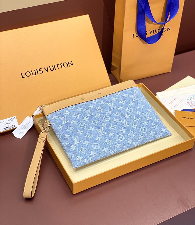 Louis vuitton original denim pochette to-go M81569 blue