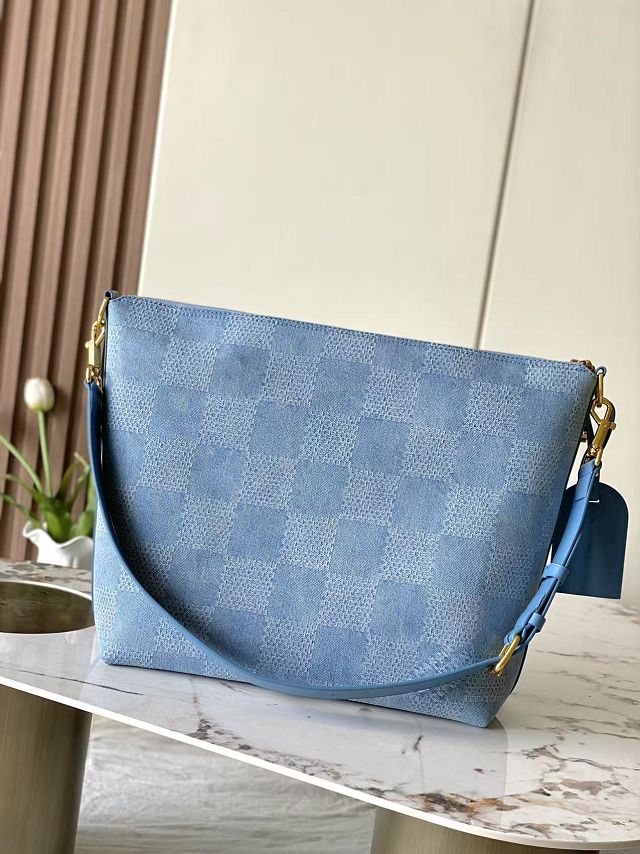 Louis vuitton original denim vagabond hobo bag N00202 blue