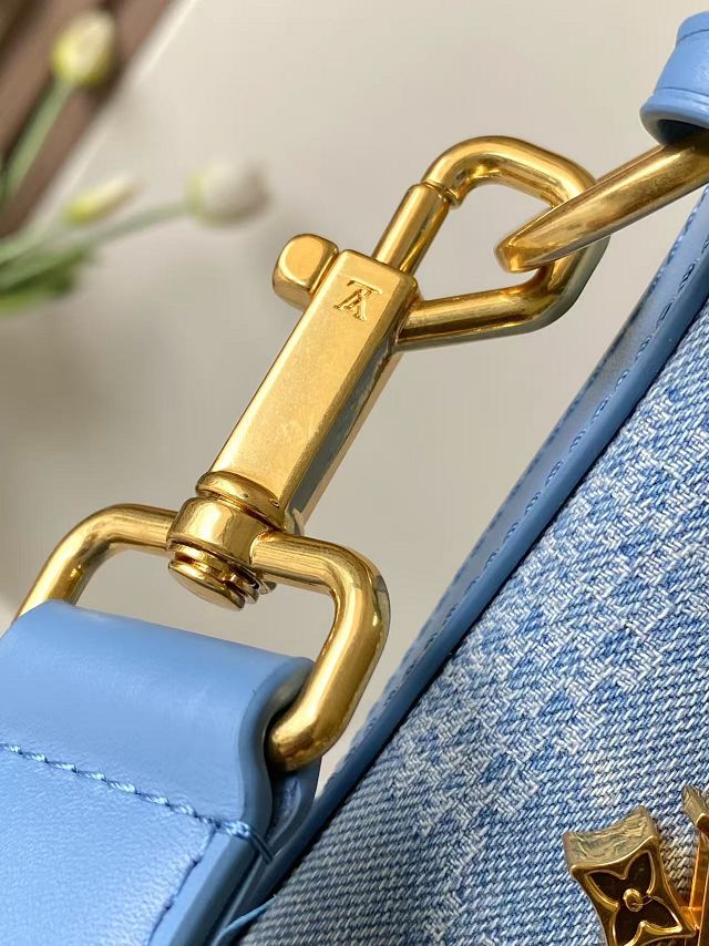 Louis vuitton original denim vagabond hobo bag N00202 blue