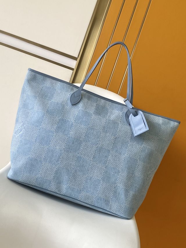 Louis vuitton original denim Nevereverfull tote N00198 blue