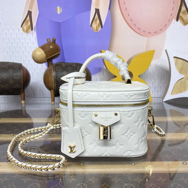 Louis vuitton original lambskin vanity chain pouch M28219 white