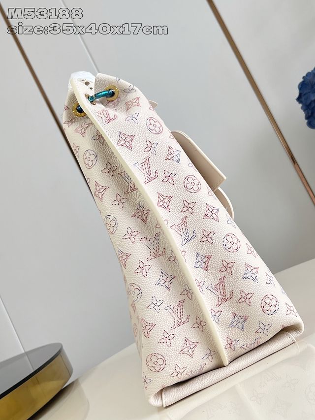 Louis vuitton original mahina leather carmel hobo bag M25894 cream