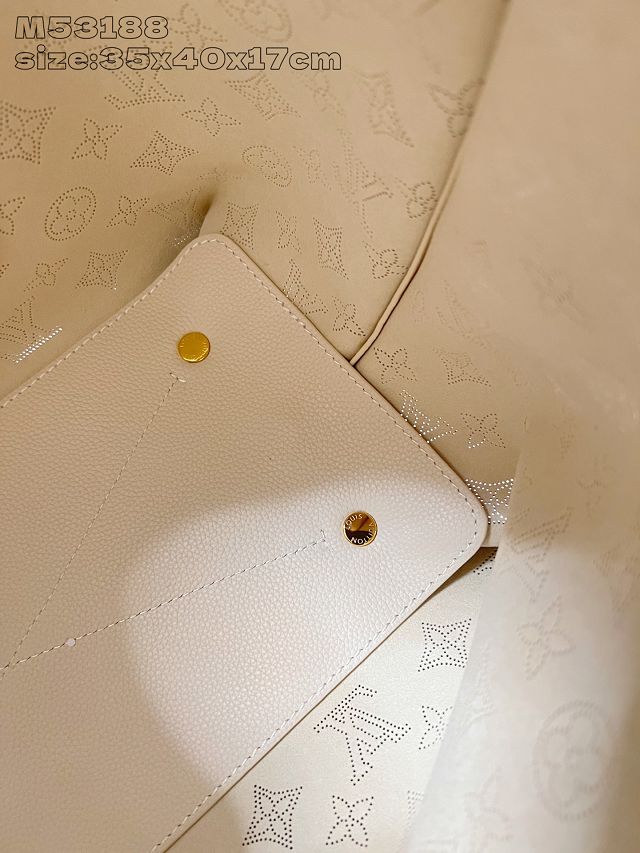 Louis vuitton original mahina leather carmel hobo bag M25894 cream