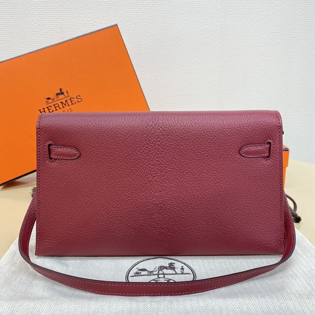 Hermes original chevre leather kelly elan KE0028-5 bordeaux