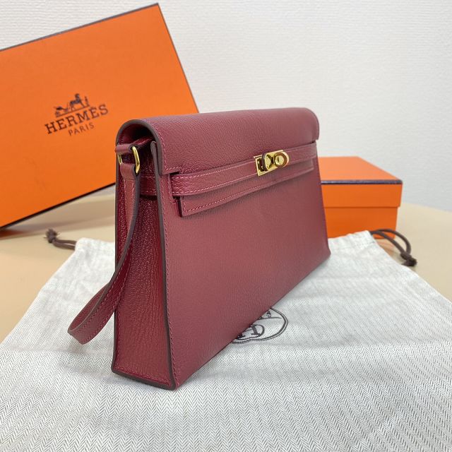 Hermes original chevre leather kelly elan KE0028-5 bordeaux