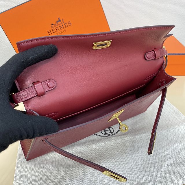 Hermes original chevre leather kelly elan KE0028-5 bordeaux