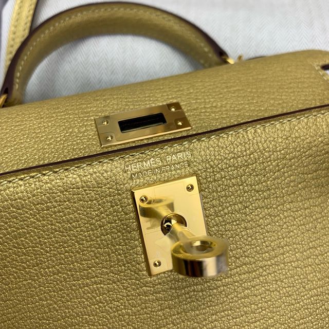 Hermes original chevre mini kelly 19 bag KG0019 dore