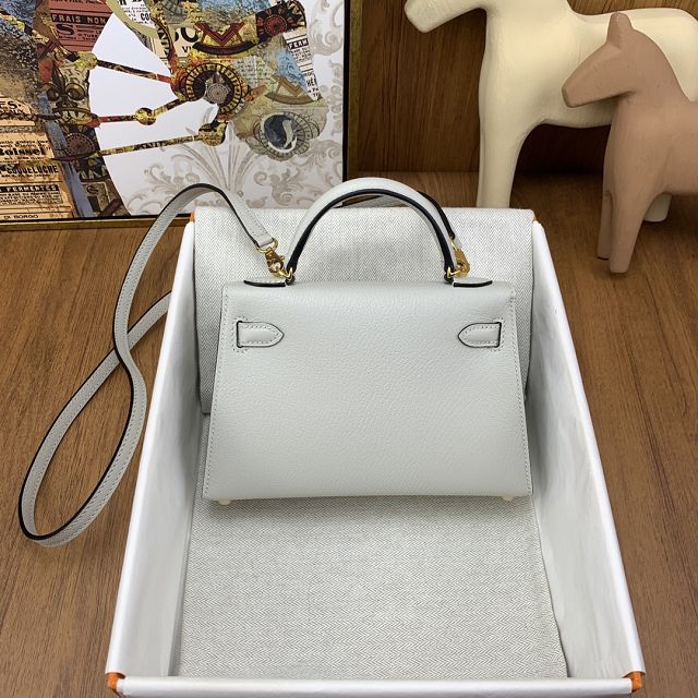 Hermes original chevre mini kelly 19 bag KG0019 grey pearl