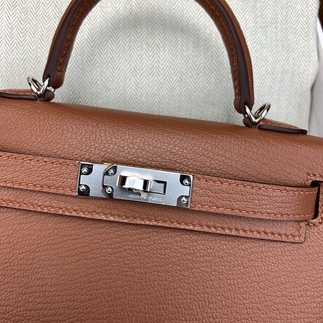 Hermes original chevre mini kelly 19 bag KG0019 havane