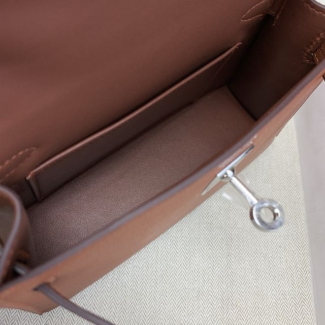 Hermes original chevre mini kelly 19 bag KG0019 havane