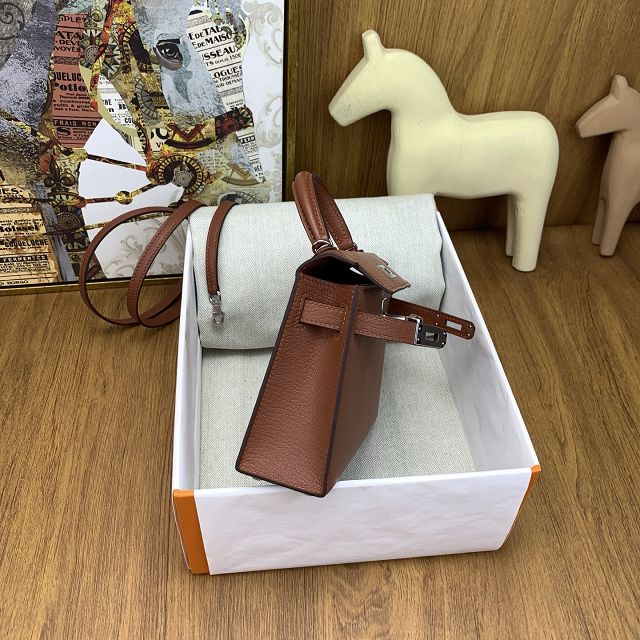Hermes original chevre mini kelly 19 bag KG0019 havane