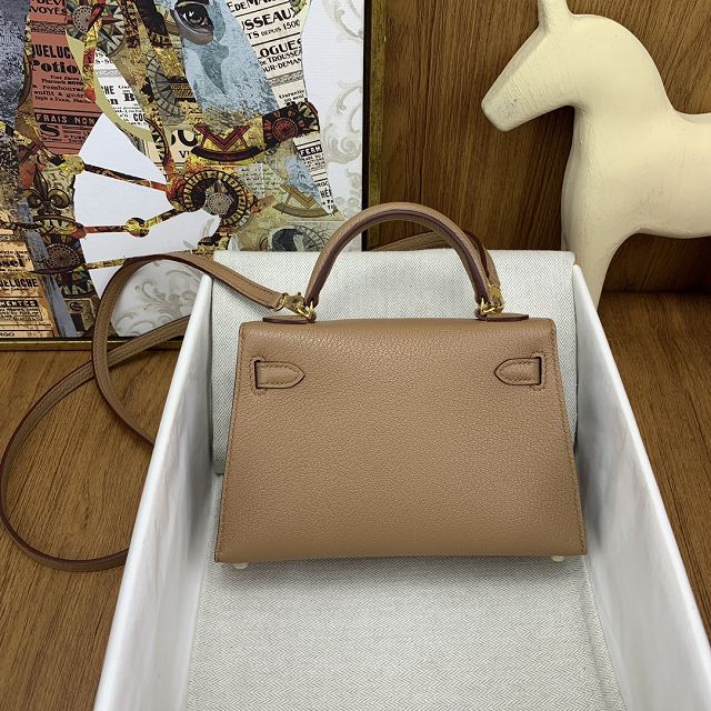Hermes original chevre mini kelly 19 bag KG0019 quebracro