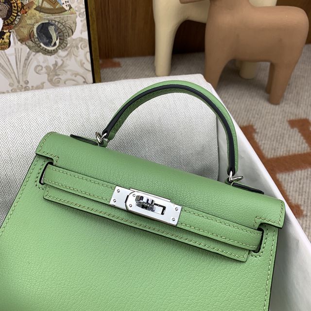 Hermes original chevre mini kelly 19 bag KG0019 vert criquet