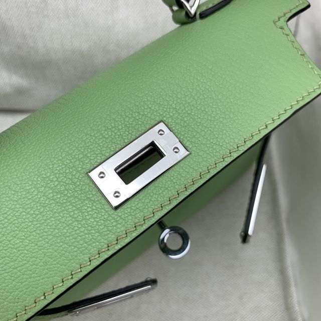 Hermes original chevre mini kelly 19 bag KG0019 vert criquet