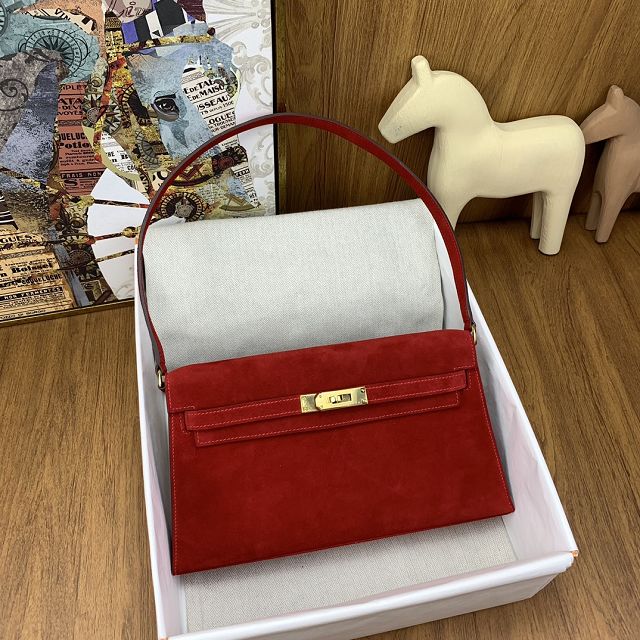 Hermes original suede calfskin kelly elan KE0028 red