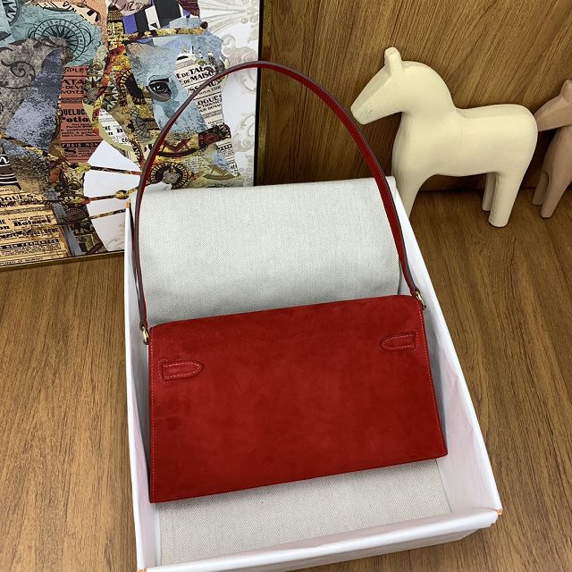 Hermes original suede calfskin kelly elan KE0028 red