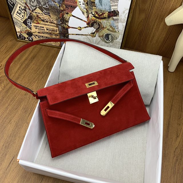 Hermes original suede calfskin kelly elan KE0028 red