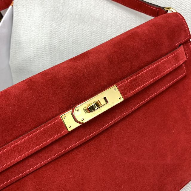 Hermes original suede calfskin kelly elan KE0028 red