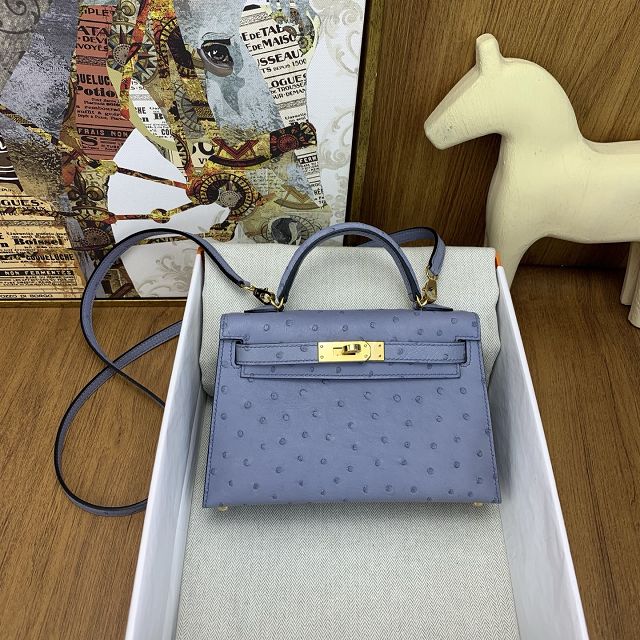 Hermes handmade genuine 100% ostrich leather kelly 19 bag K019 