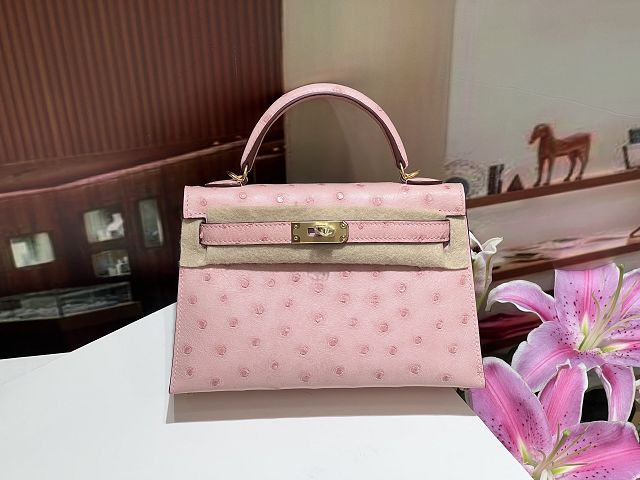 Hermes handmade genuine 100% ostrich leather kelly 19 bag K019 