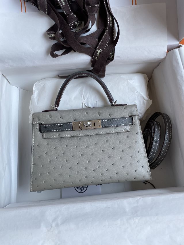 Hermes handmade genuine 100% ostrich leather kelly 19 bag K019 