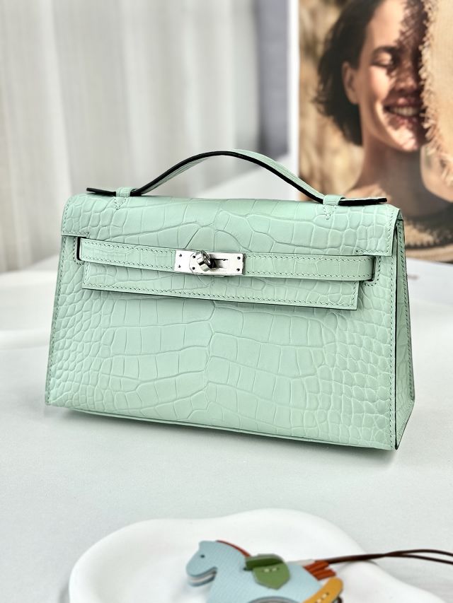 Hermes handmade genuine crocodile leather mini kelly 22 clutch K220 