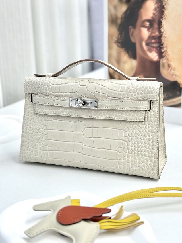 Hermes handmade genuine crocodile leather mini kelly 22 clutch K220 
