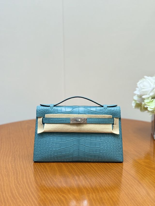 Hermes handmade genuine crocodile leather mini kelly 22 clutch K220 
