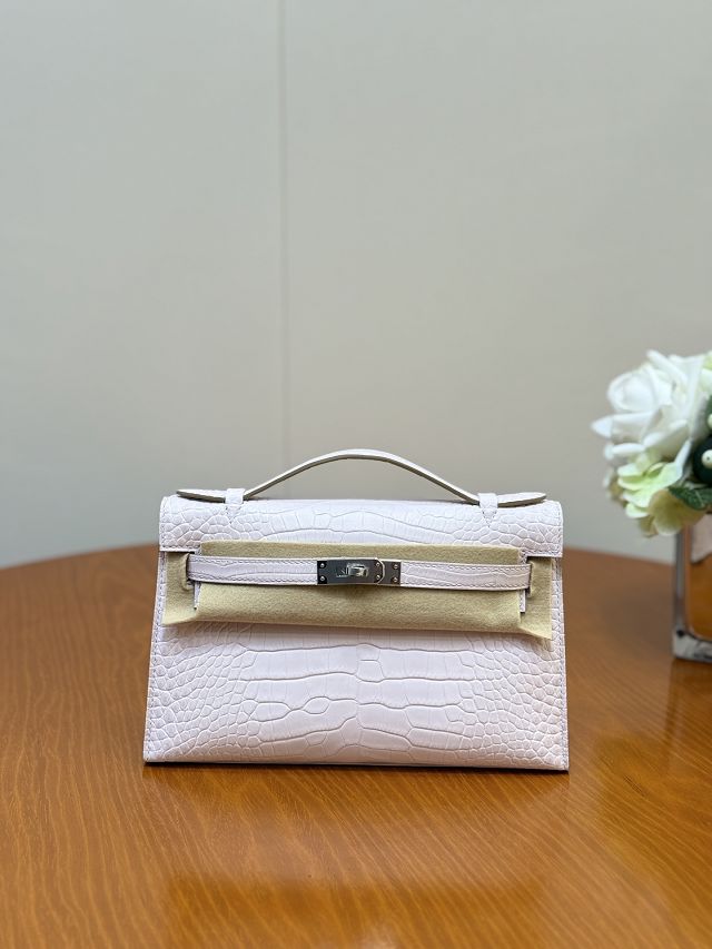 Hermes handmade genuine crocodile leather mini kelly 22 clutch K220 