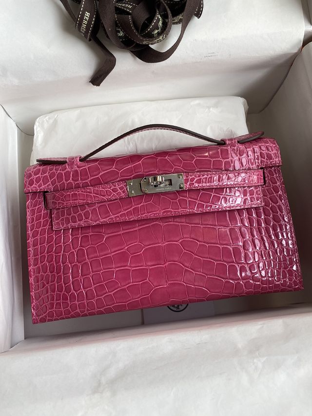 Hermes handmade genuine crocodile leather mini kelly 22 clutch K220 