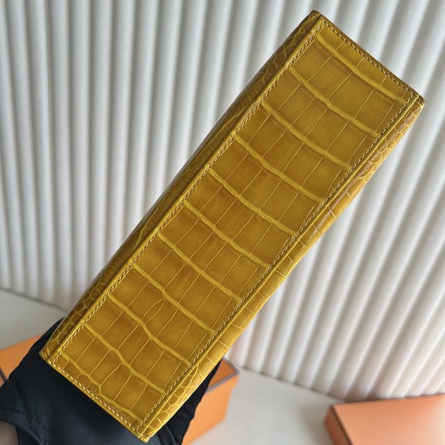 Hermes handmade genuine crocodile leather mini kelly 22 clutch K220 amber