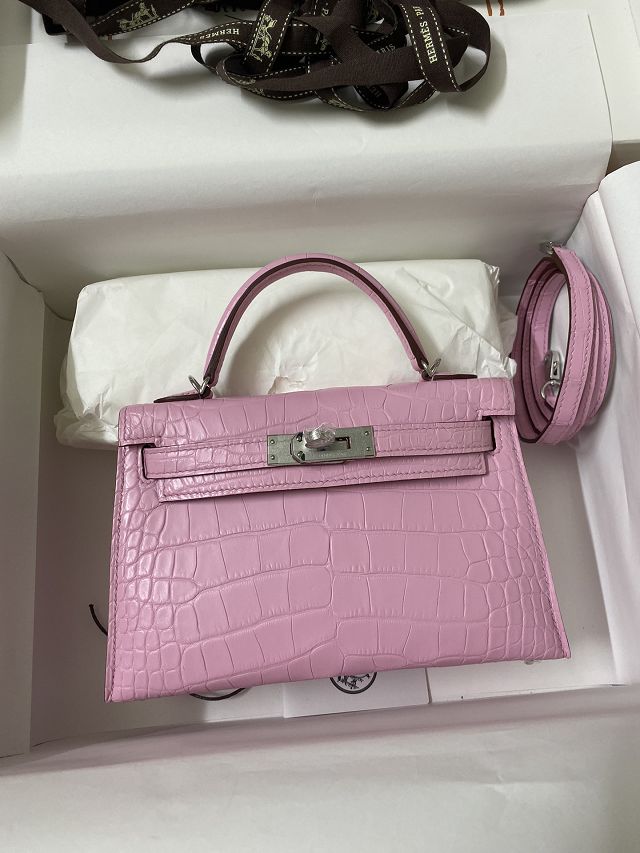 Hermes handmade genuine crocodile leather mini kelly bag K0019
