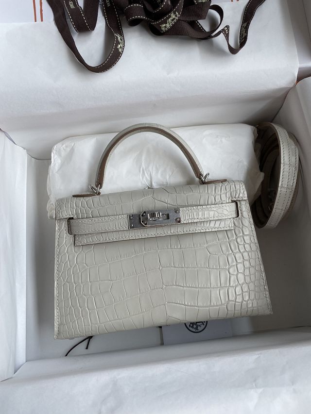 Hermes handmade genuine crocodile leather mini kelly bag K0019