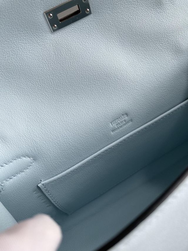 Hermes original swift leather mini kelly 22 clutch K0012 azur
