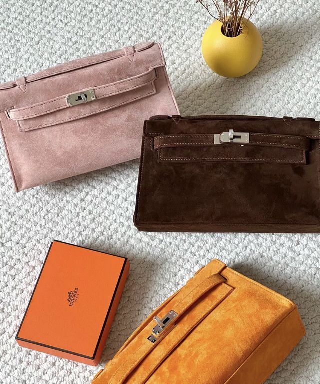 Hermes original suede calfskin mini kelly 22 clutch K0012 