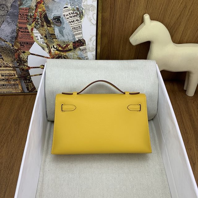 Hermes original swift leather mini kelly 22 clutch K0012 amber