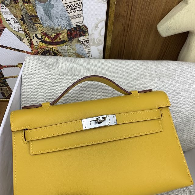 Hermes original swift leather mini kelly 22 clutch K0012 amber