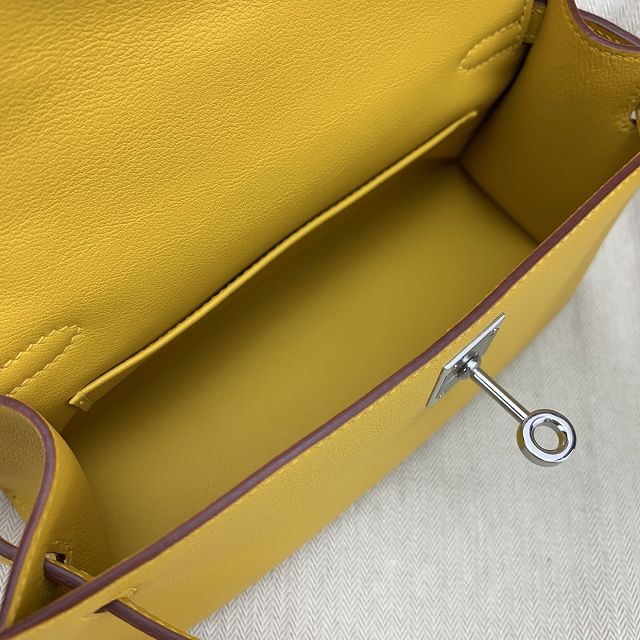 Hermes original swift leather mini kelly 22 clutch K0012 amber