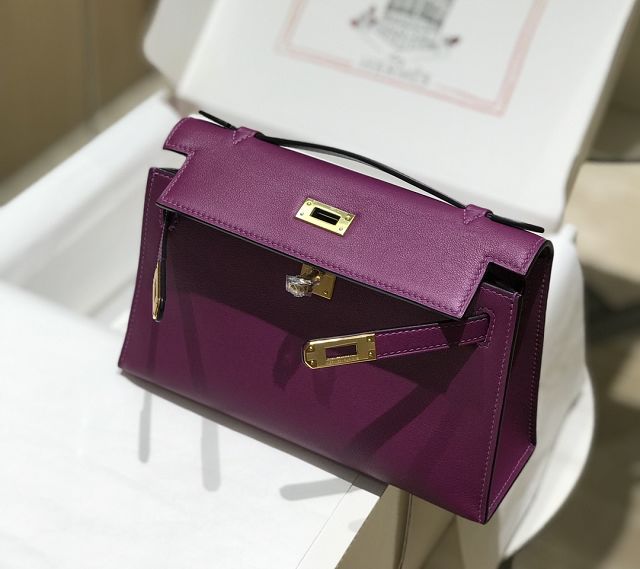 Hermes original swift leather mini kelly 22 clutch K0012 anemone
