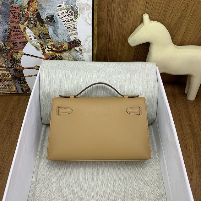 Hermes original swift leather mini kelly 22 clutch K0012 biscuit