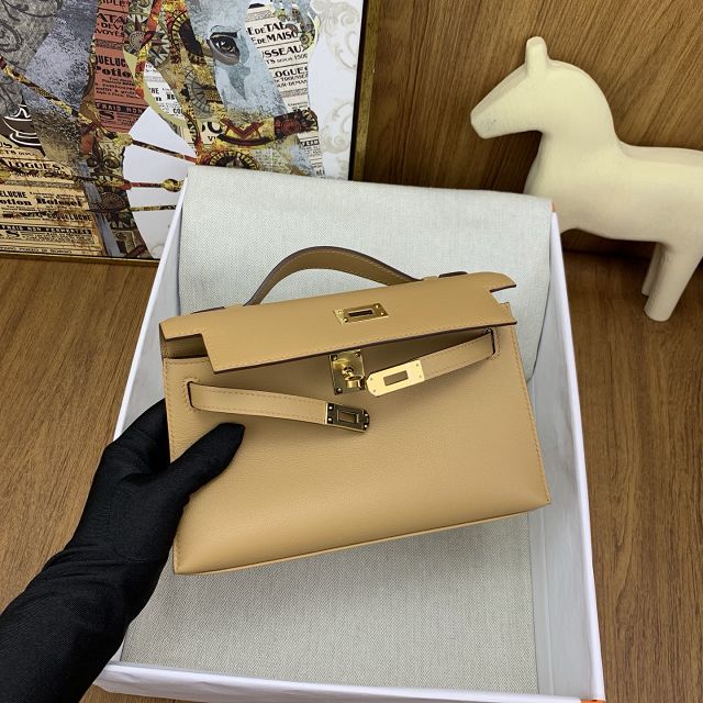 Hermes original swift leather mini kelly 22 clutch K0012 biscuit
