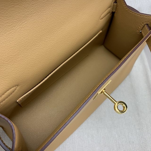 Hermes original swift leather mini kelly 22 clutch K0012 biscuit
