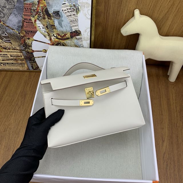 Hermes original swift leather mini kelly 22 clutch K0012 craie
