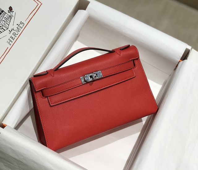 Hermes original swift leather mini kelly 22 clutch K0012 red